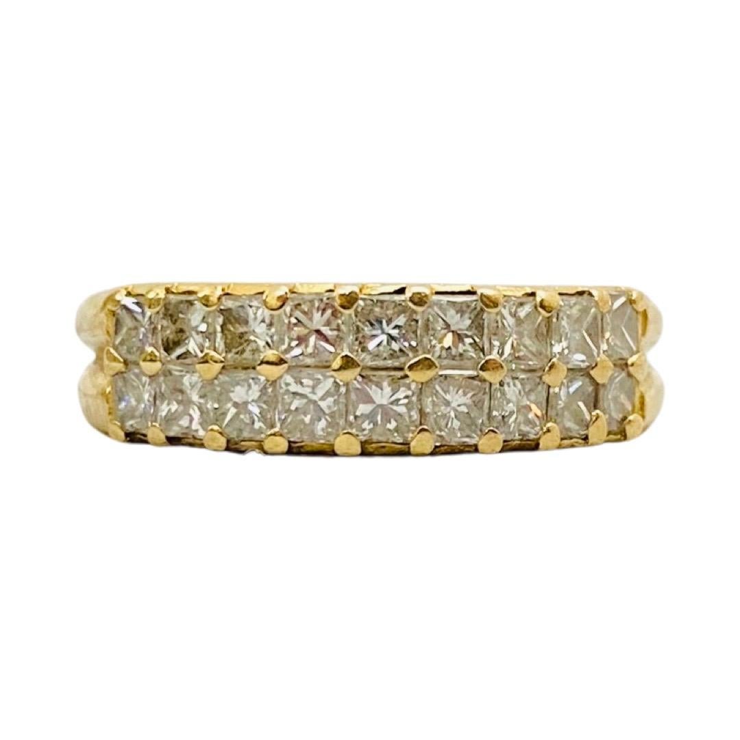 Vintage 1.07 Carat Diamonds Princess Cut Band Ring 14k Gold. The diamonds in the ring are approximately I/VS color, clarity. The total Diamonds Weight is 1.07 and is plumped inside the ring to ensure accuracy. The Ring is a size 5.5 and weighs 4.1g