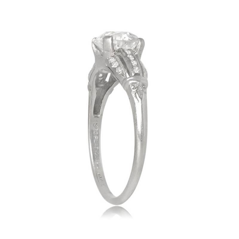Art Deco Vintage 1.07ct Old European Cut Diamond Engagement Ring, I Color, Platinum  For Sale