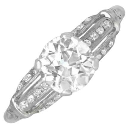 Vintage 1.07ct Old European Cut Diamond Engagement Ring, I Color, Platinum  For Sale