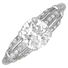 Vintage 1.07ct Old European Cut Diamond Engagement Ring, I Color, Platinum 