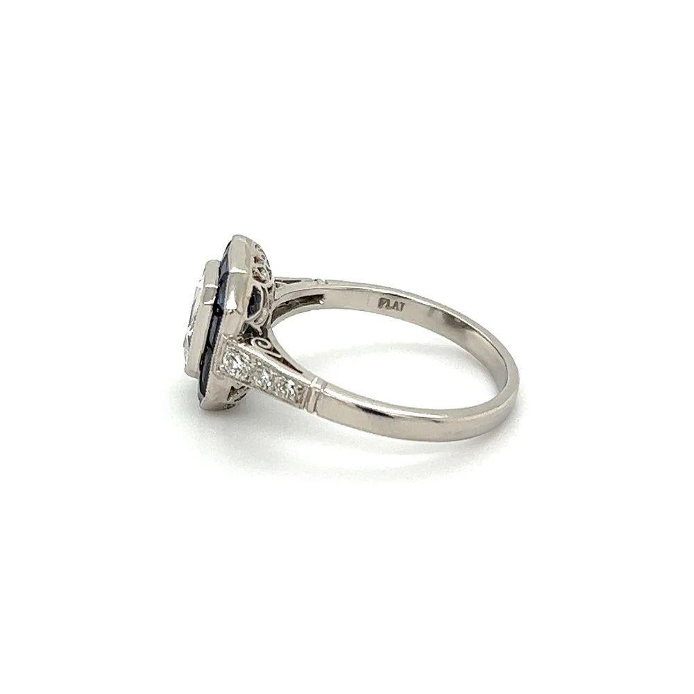 Women's Vintage 1.08 Carat Criss-Cut GIA Diamond and Sapphire Platinum Cocktail Ring For Sale