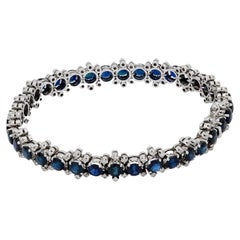 Vintage 10.80 carat sapphire diamond 18k white gold bracelet