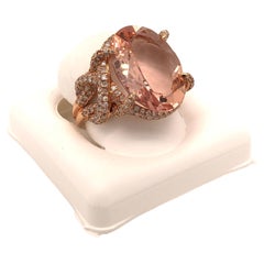 Vintage 10.83 Ct Morganite Oval Ring  Morganite & Diamond Engagement Ring