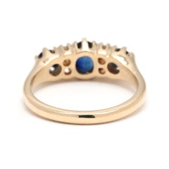 Vintage 1.08ctw Sapphire and Diamond Band Ring, 14k Yellow Gold, Ring Size 6.25