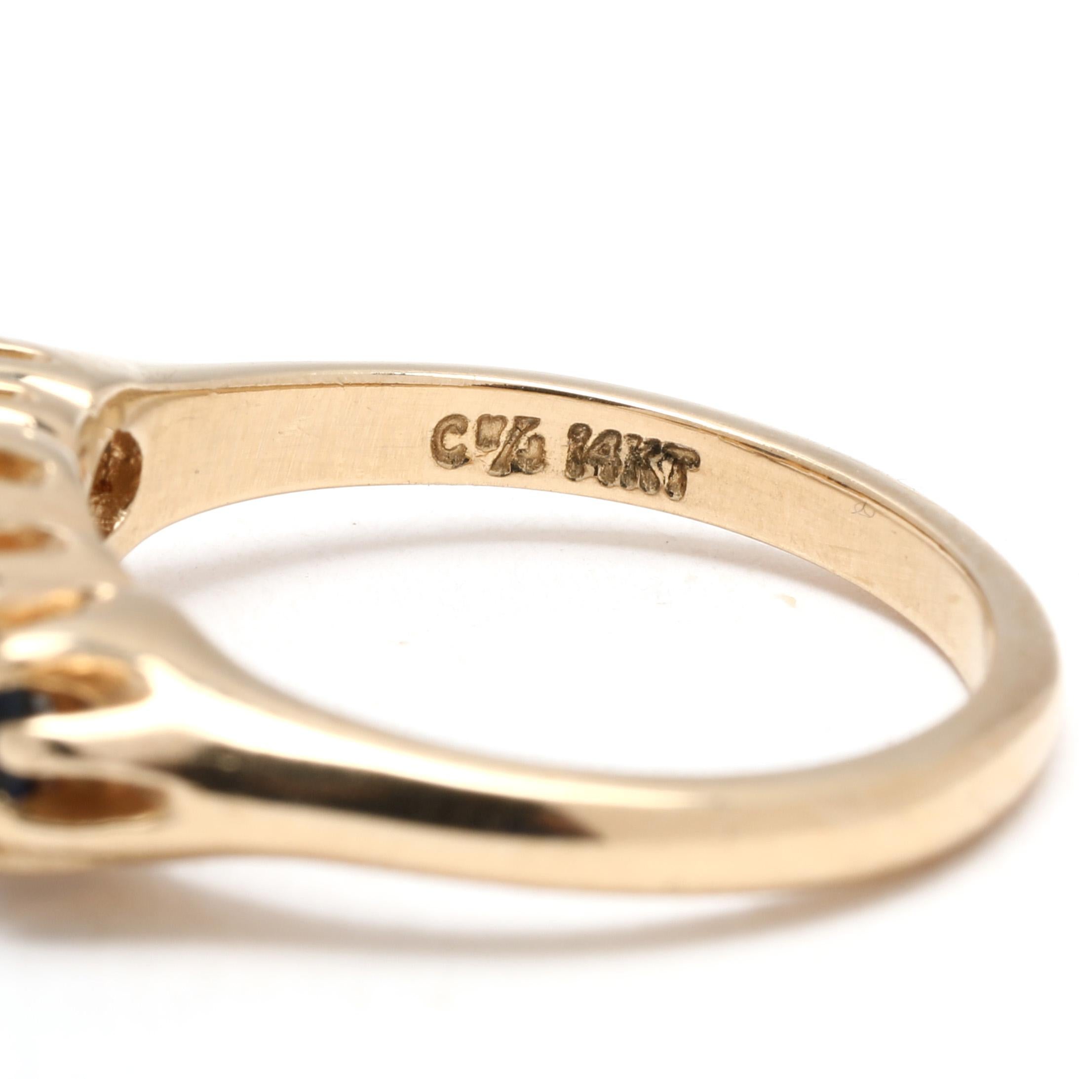 Anello vintage con zaffiro e diamante da 1,08 ctw, oro giallo 14k, misura 6,25 In condizioni buone in vendita a McLeansville, NC