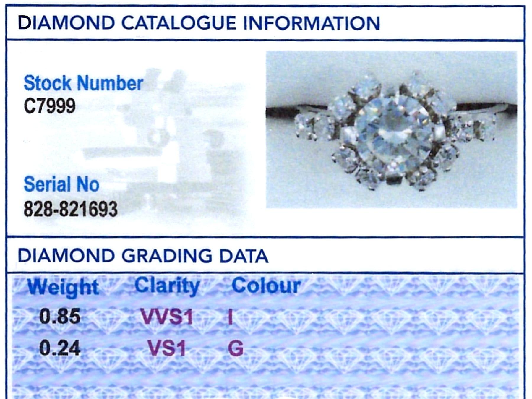 1,09 Karat Diamant-Cluster-Ring aus 18 Karat Weißgold im Angebot 5