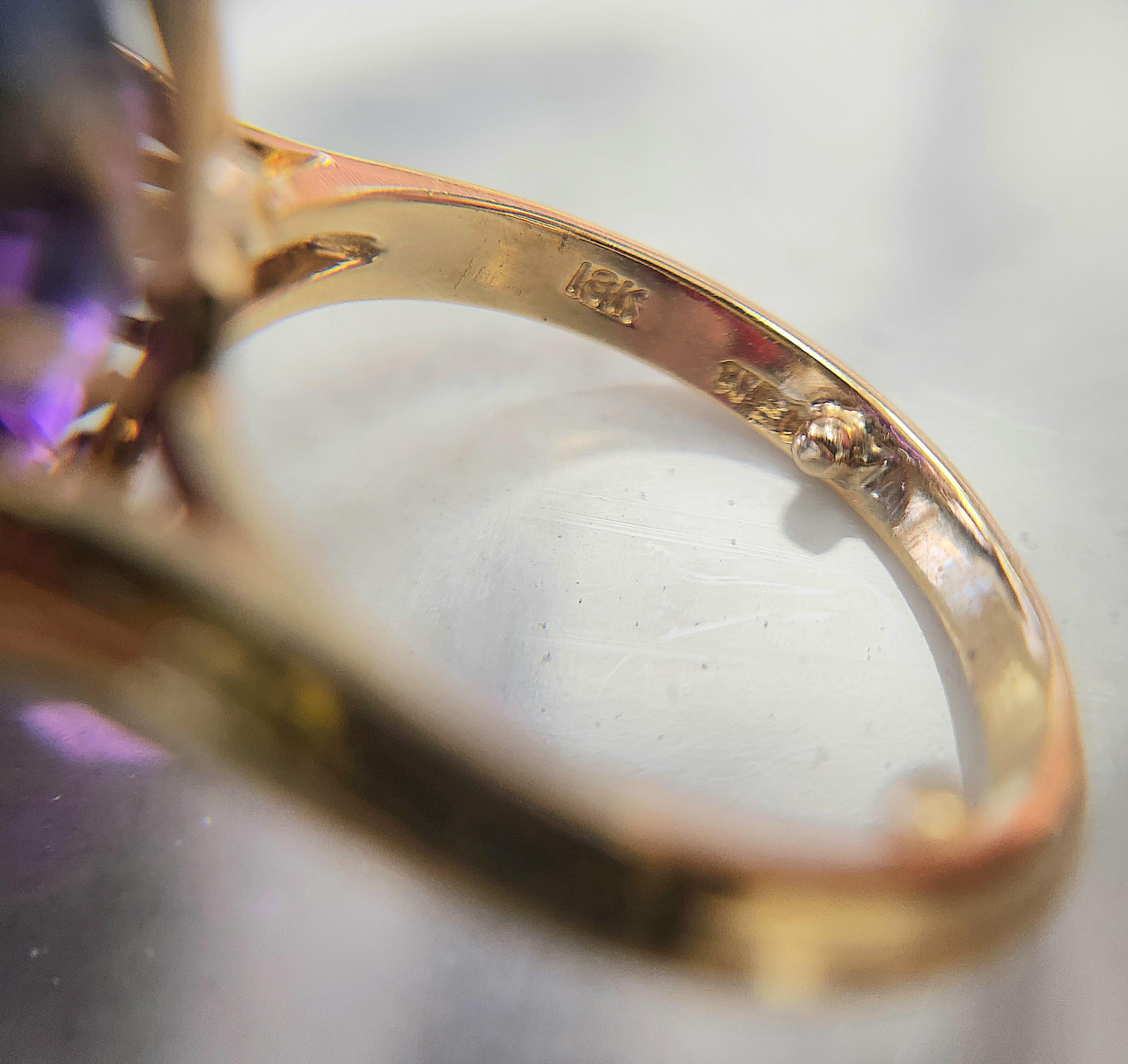 Statement-Ring aus 18 Karat Gold mit 10 Karat Amethyst und 1,80 Karat Diamant Herren im Angebot