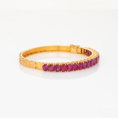 Vintage 10ct Ruby Bangle Bracelet 18k Yellow Gold High Karat Estate Fine Jewelry