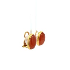 Vintage 10ctw Oval Rhodochrosit Gold Französisch Clip-Ohrringe, 18K Gold