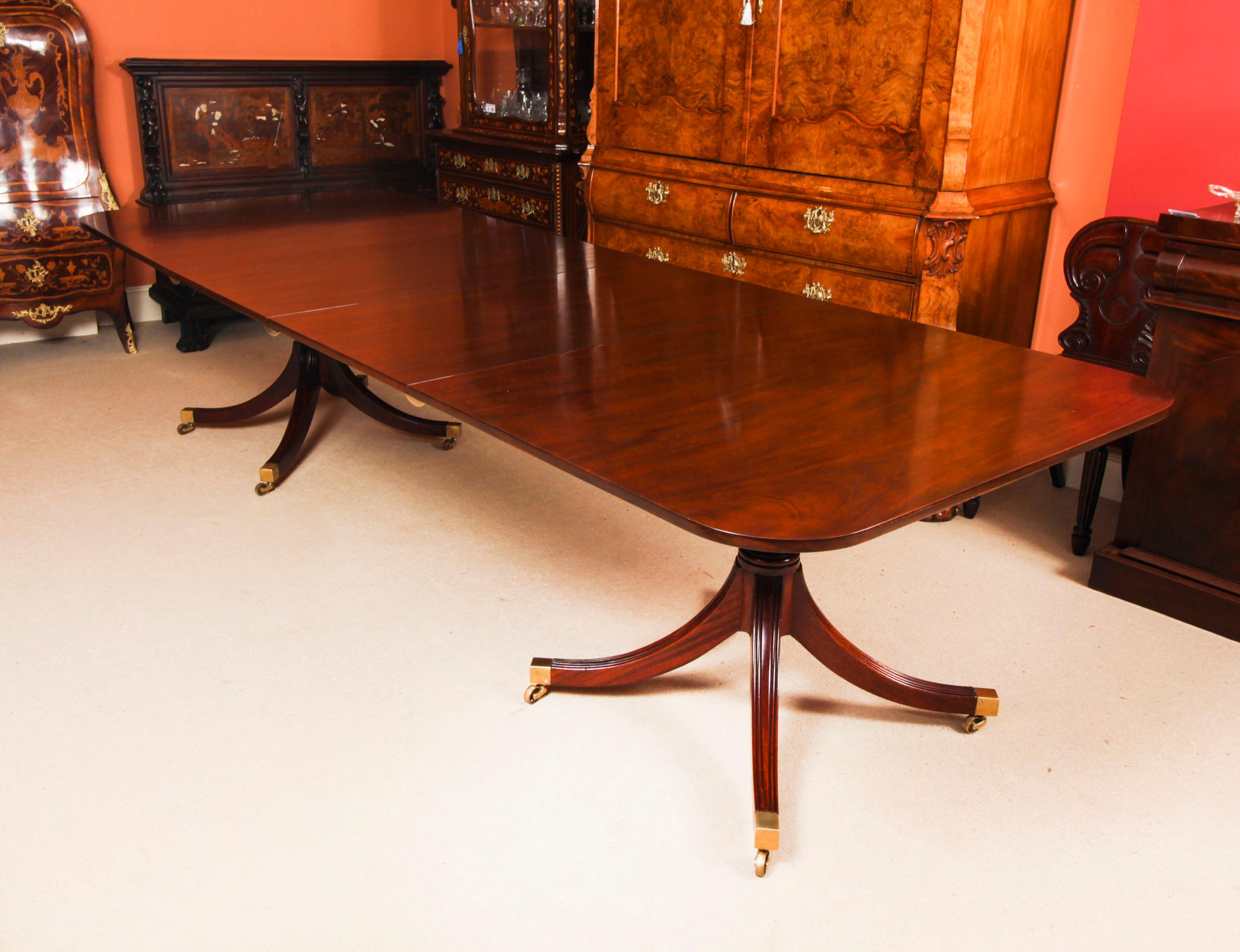 Regency Revival Vintage 12ft Dining Table & 12 Wheat Sheaf Chairs by William Tillman 20th C