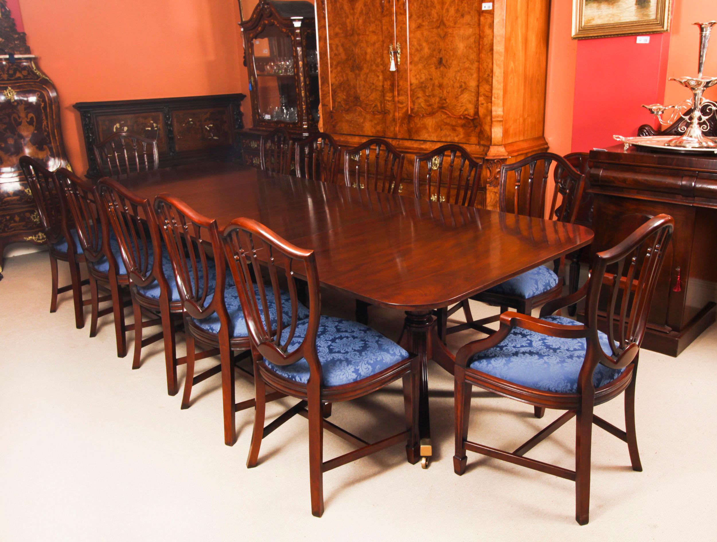 Vintage 12ft Dining Table by William Tillman & Set 12 dining chairs 20th C 13