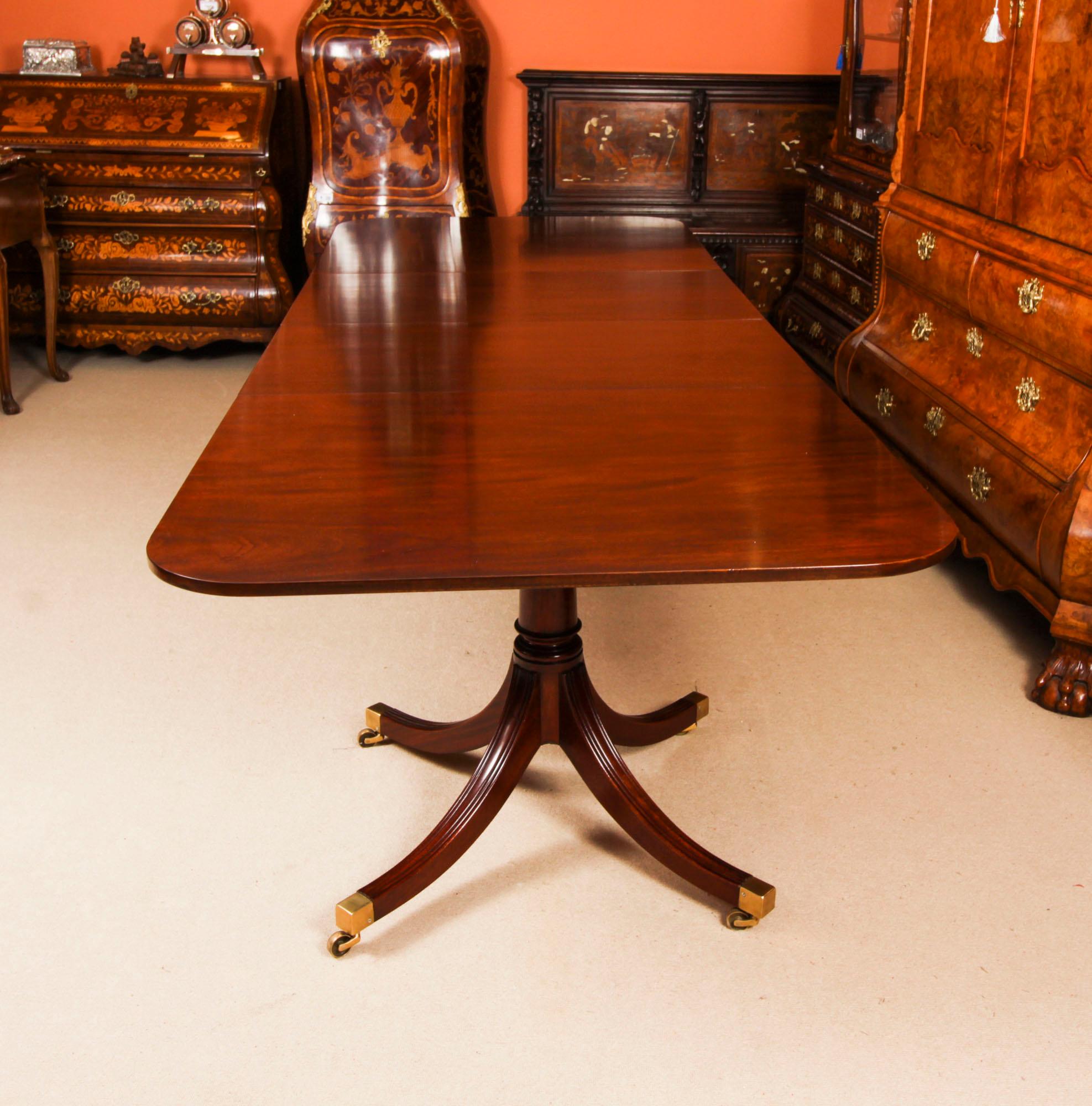 English Vintage 12ft Dining Table by William Tillman & Set 12 dining chairs 20th C For Sale