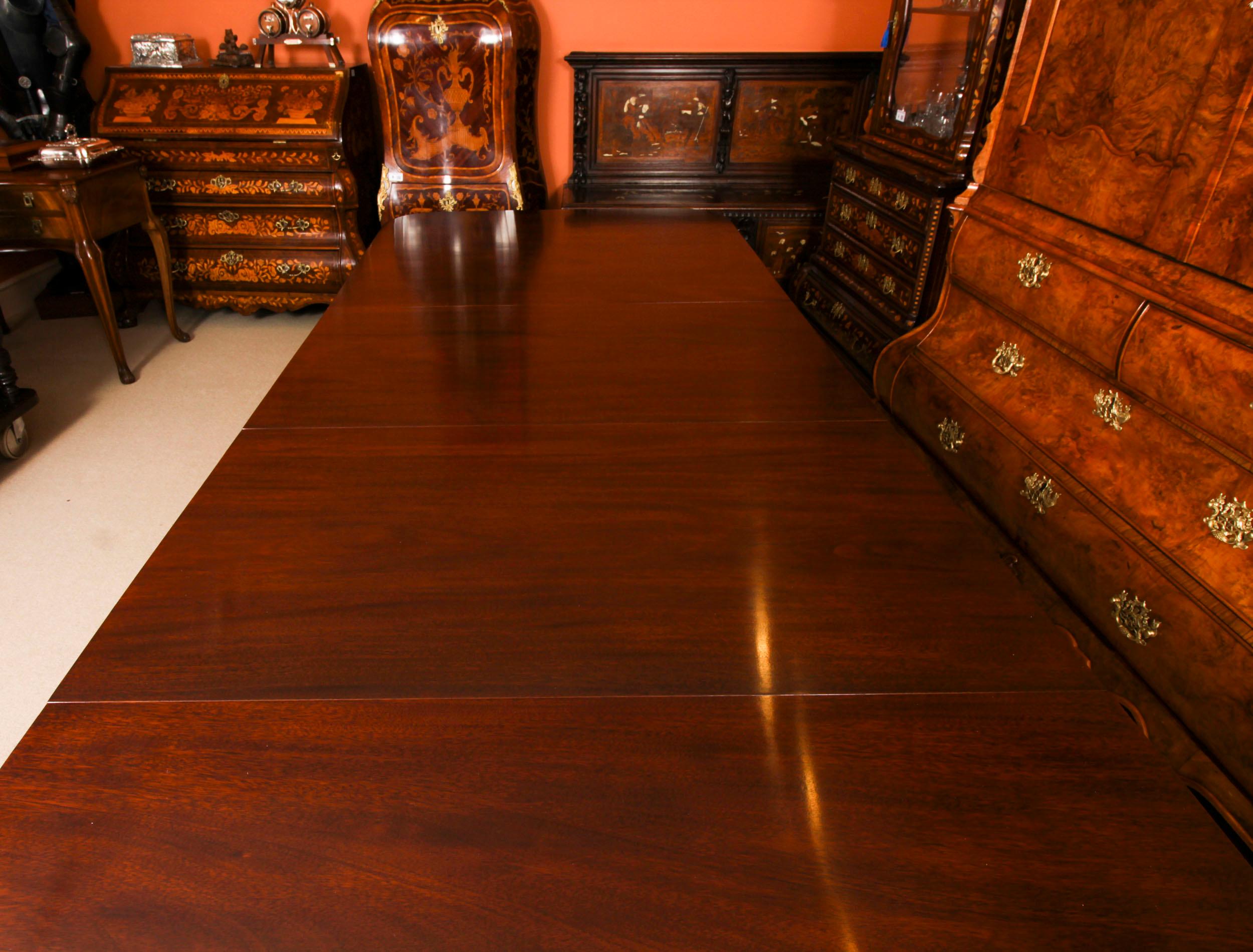 Mahogany Vintage 12ft Dining Table by William Tillman & Set 12 dining chairs 20th C For Sale