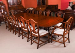 Vintage 10ft George III Style Twin Pedestal Dining Table 20th Century