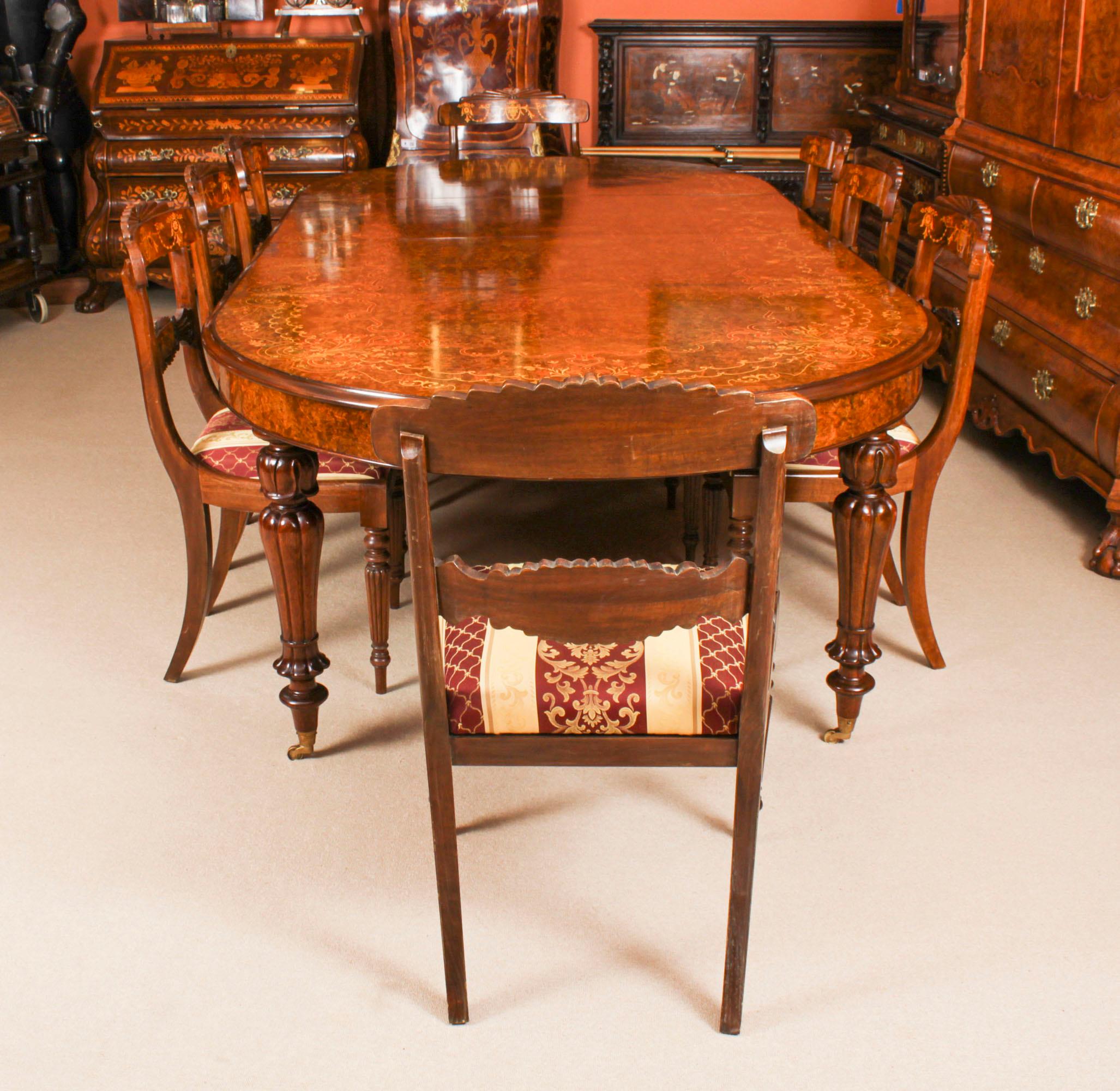 Vintage 10ft Marquetry Burr Walnut Dining Table 20th Century In Good Condition In London, GB