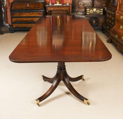 Vintage Regency Mahogany Twin Pillar Dining Table William Tillman 20th C