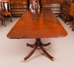 Vintage 10ft Regency Revival Flame Mahogany Dining Table 20th Century