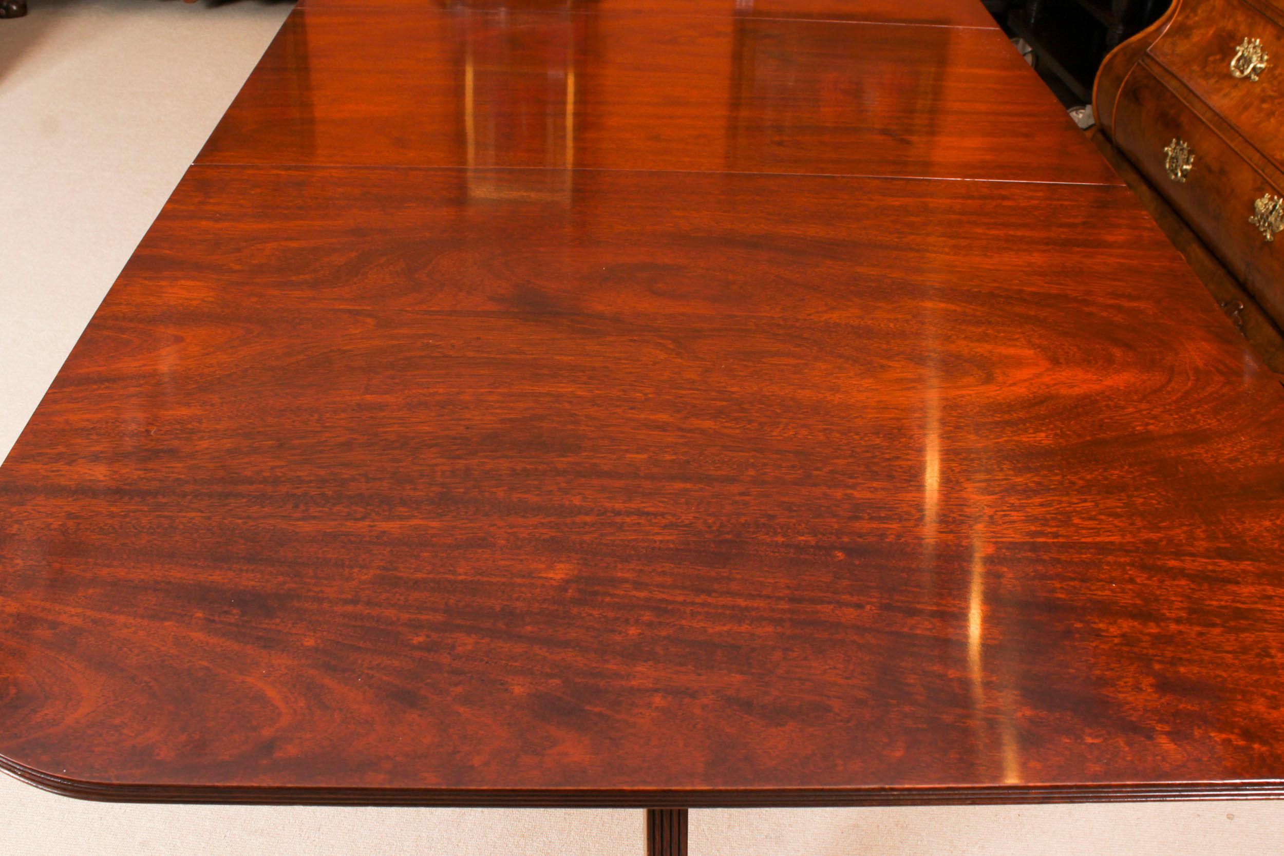 Vintage 10ft Regency Revival Mahogany Twin Pillar Dining Table 20th C 7