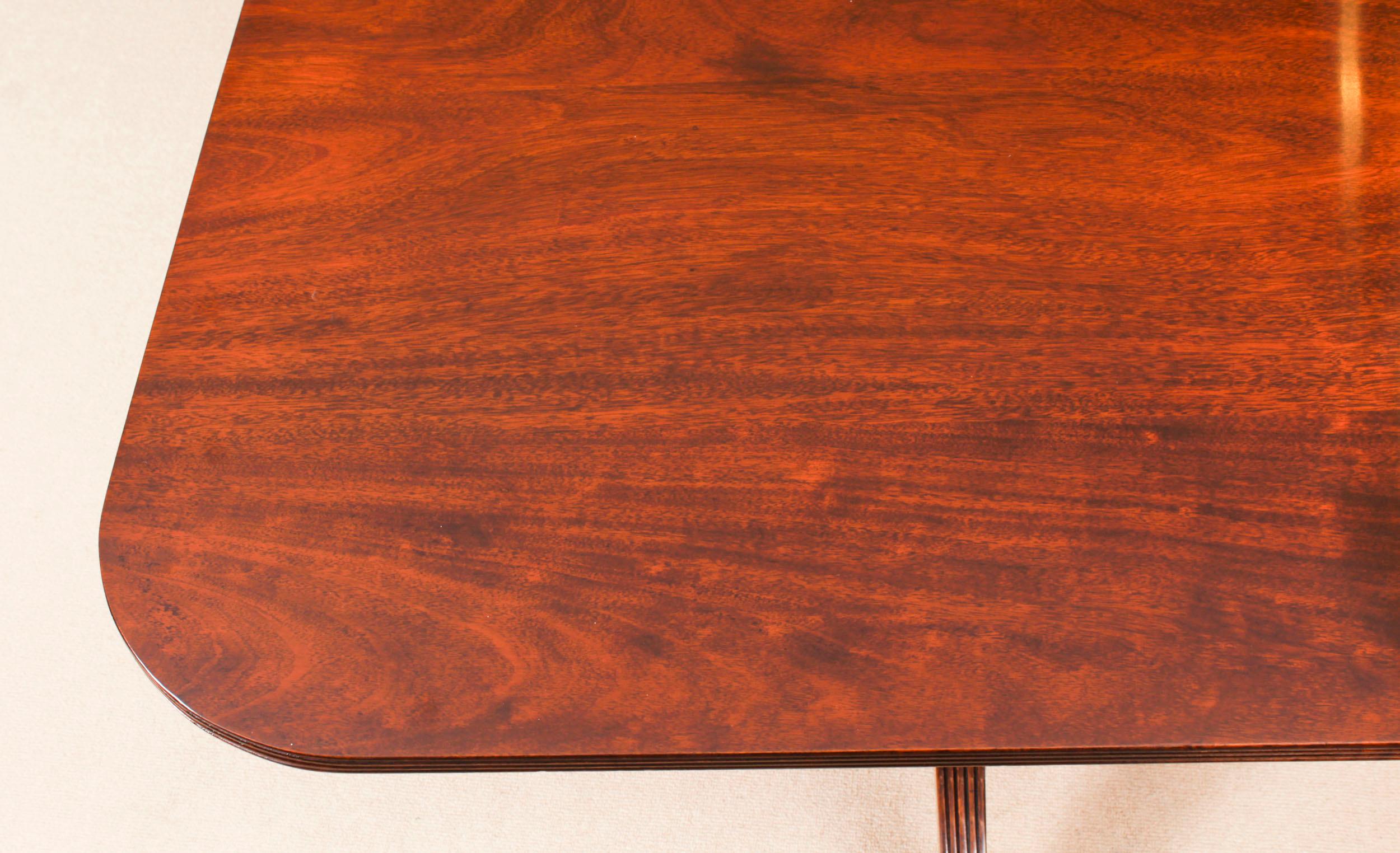 Vintage 10ft Regency Revival Mahogany Twin Pillar Dining Table 20th C 8