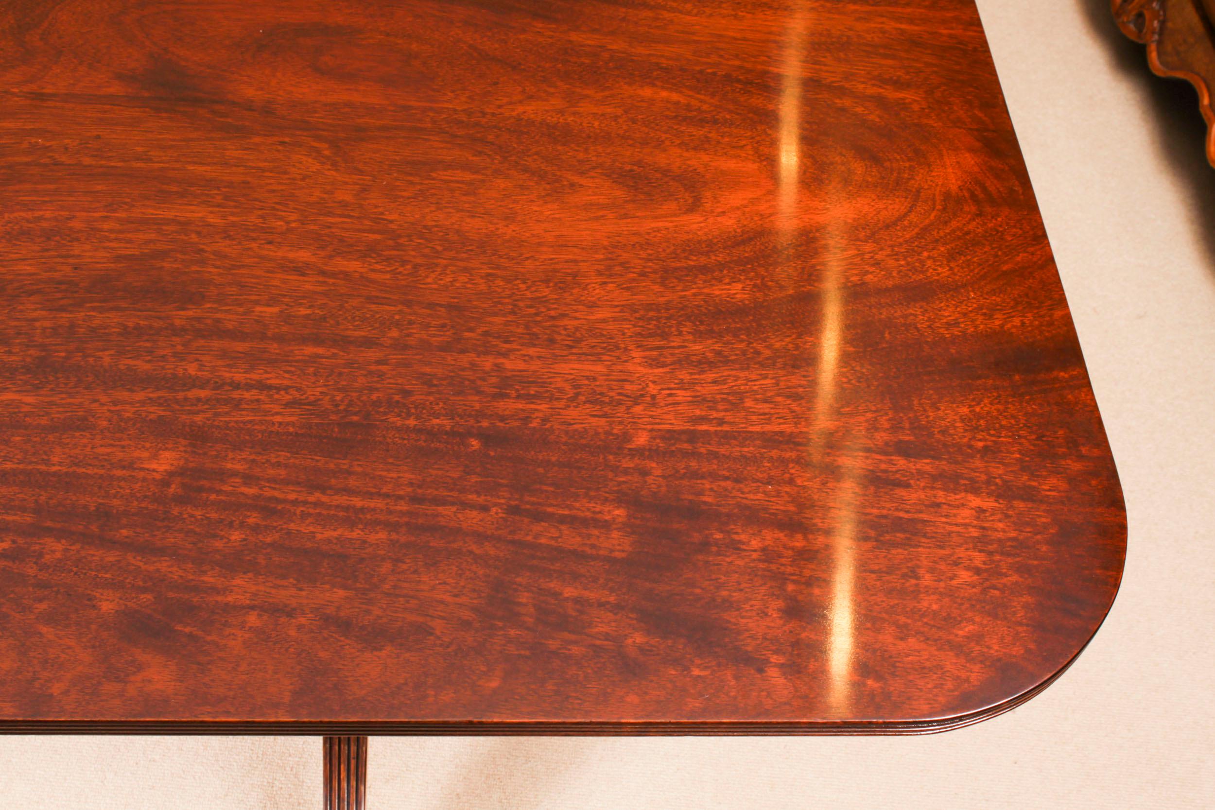 Vintage 10ft Regency Revival Mahogany Twin Pillar Dining Table 20th C 9