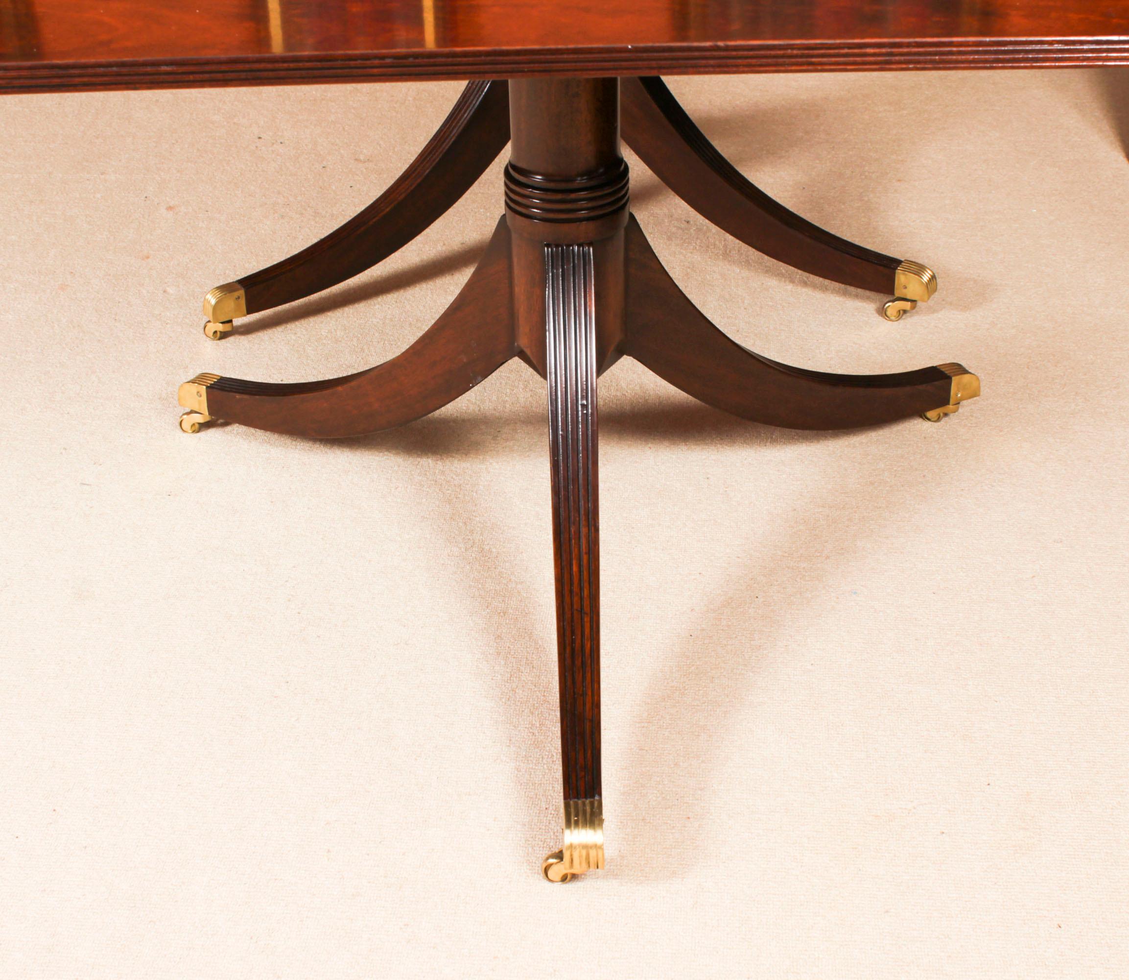 Vintage 10ft Regency Revival Mahogany Twin Pillar Dining Table 20th C 10