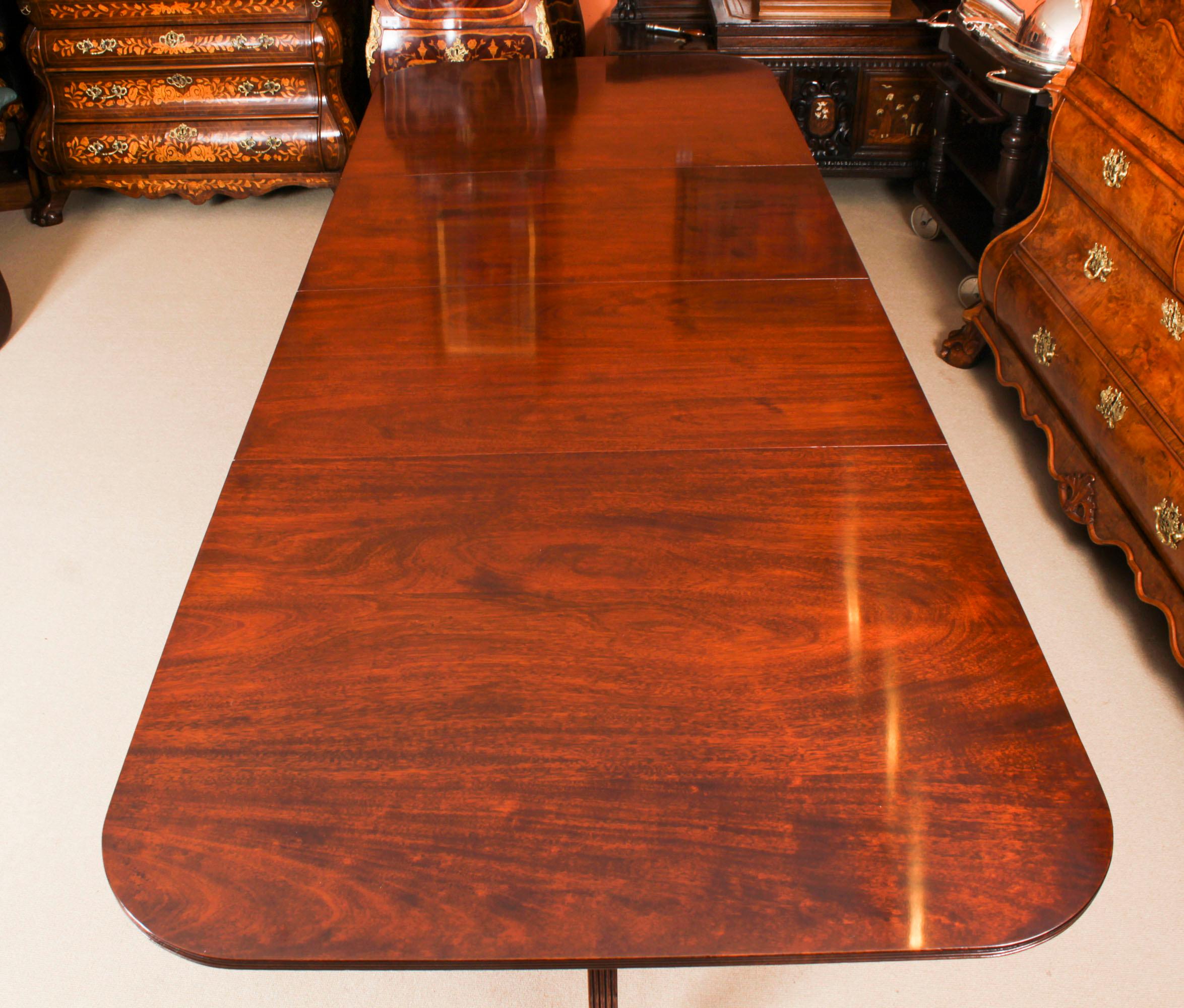 Vintage 10ft Regency Revival Mahogany Twin Pillar Dining Table 20th C 4