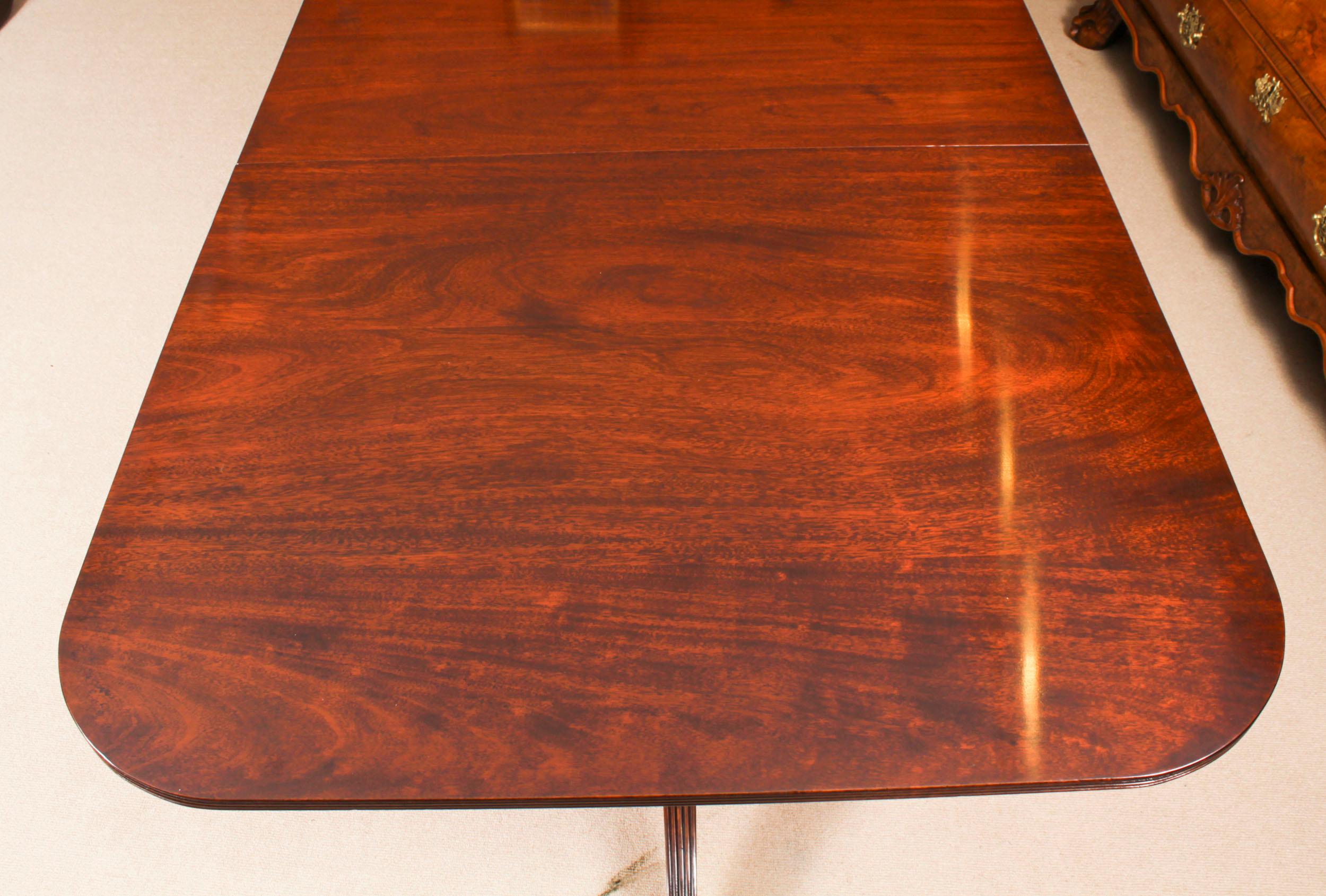 Vintage 10ft Regency Revival Mahogany Twin Pillar Dining Table 20th C 5