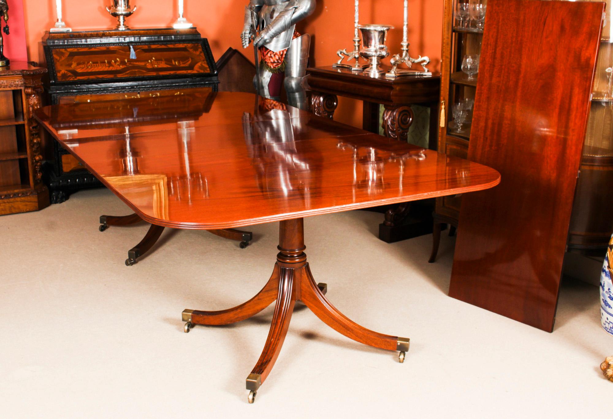 Late 20th Century Vintage Regency Revival Twin Pillar Dining Table by William Tillman 20th C