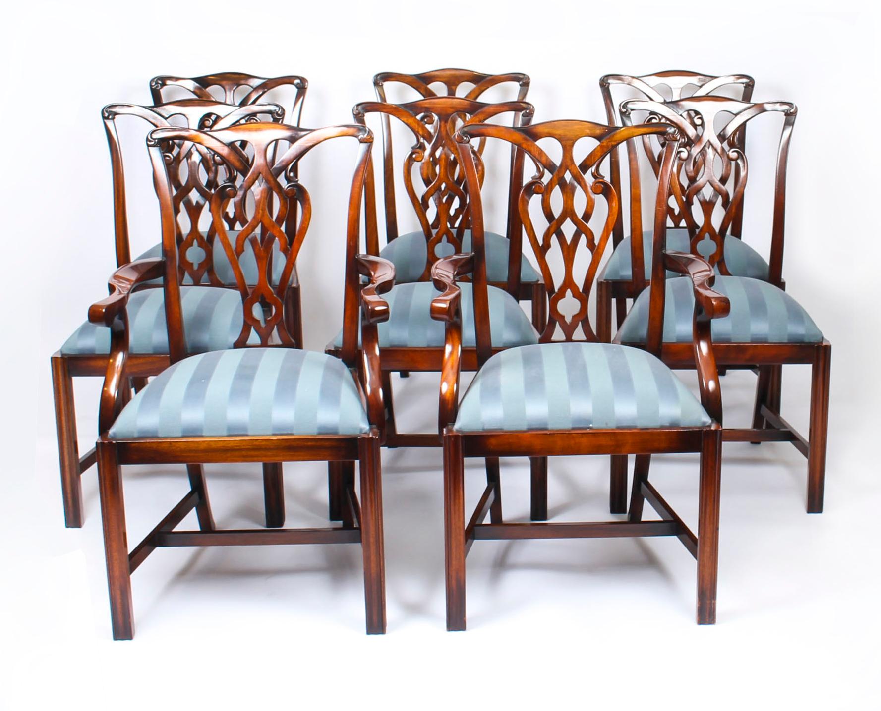 Vintage Twin Pillar Dining Table and 8 Chairs by Rackstraw 20th Century 4