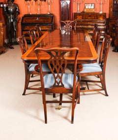 Vintage Twin Pillar Dining Table and 8 Chairs by Rackstraw 20th Century