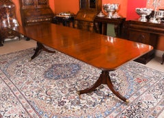 Vintage 10ft6" Twin Pillar Mahogany Dining Table & 12 Swagback Chairs20thCentury