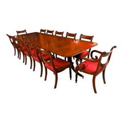Vintage 10ft6" Twin Pillar Mahogany Dining Table & 12 Swagback Chairs20thCentury