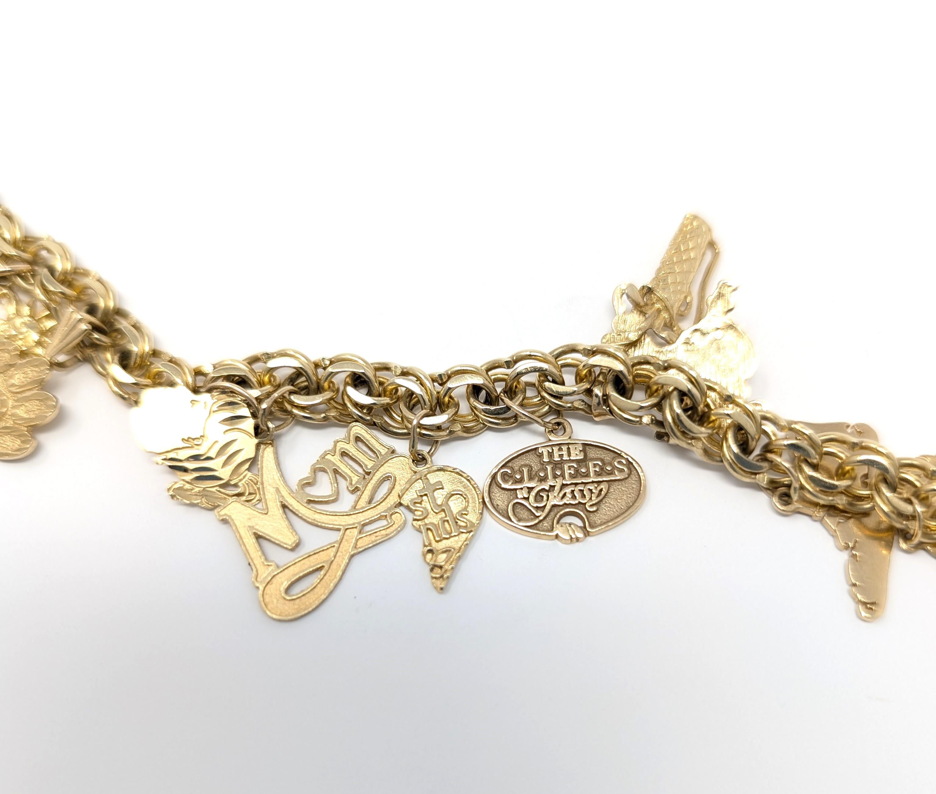 Vintage 10k Kettenarmband aus massivem Gelbgold mit 14k Charms aus Gelbgold mit feinem Schmuck, Golf im Angebot 6