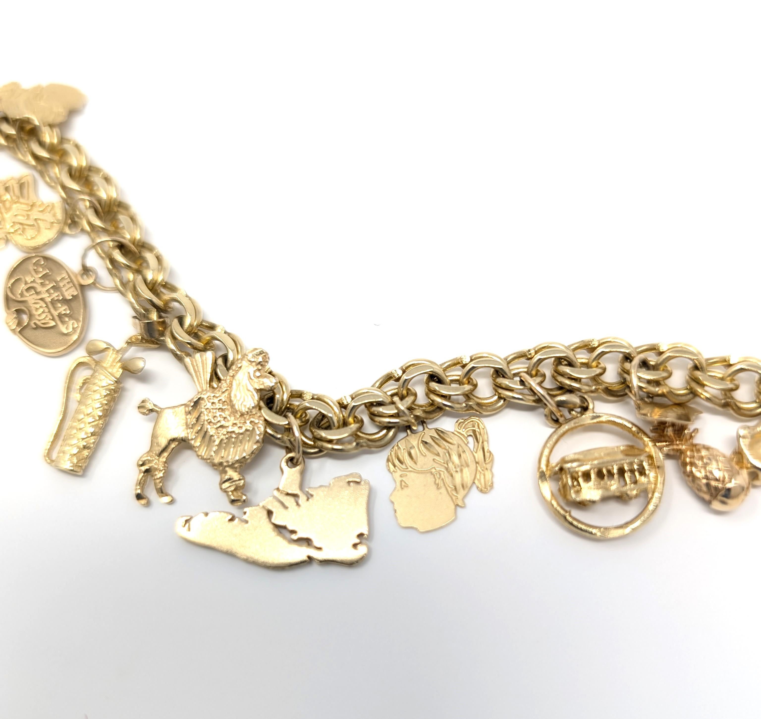 Vintage 10k Kettenarmband aus massivem Gelbgold mit 14k Charms aus Gelbgold mit feinem Schmuck, Golf im Angebot 4