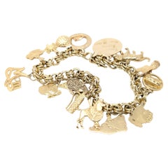 Vintage 10k Chain Bracelet with 14k Charms Solid Yellow Gold Fine Jewelry Golf