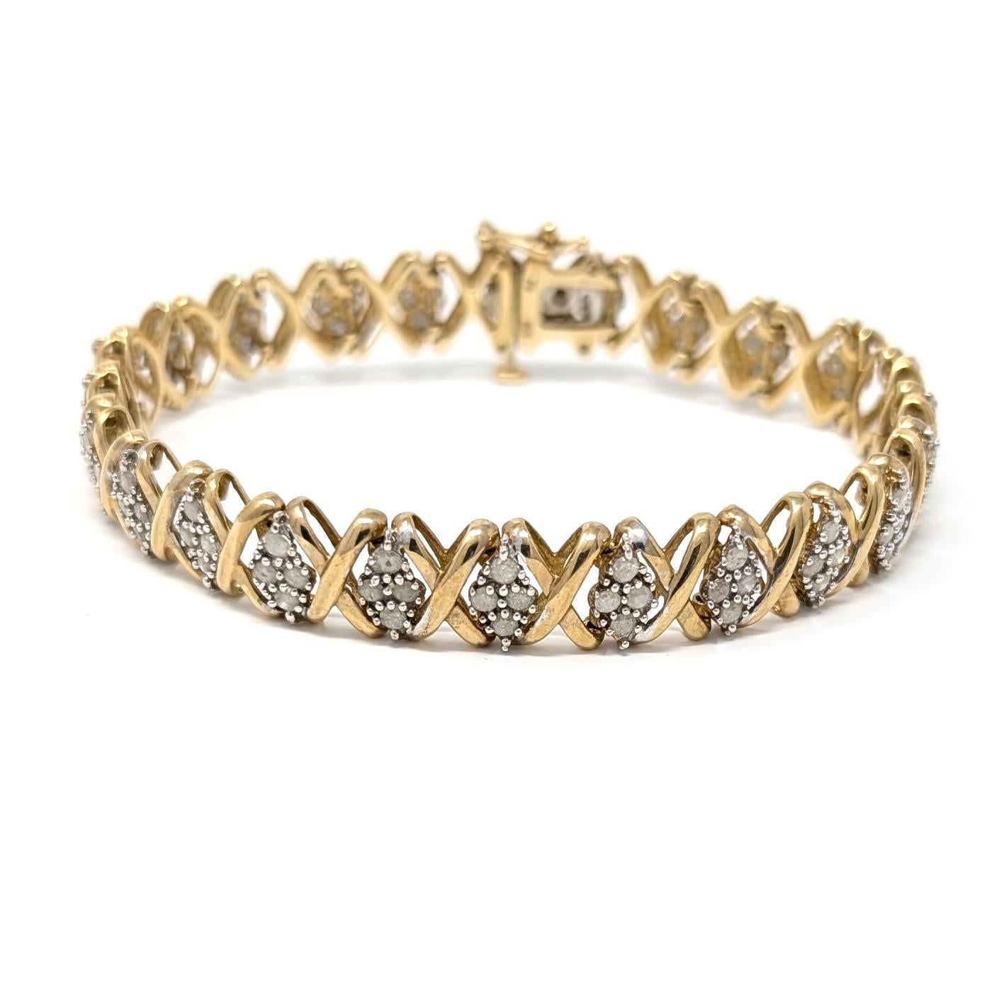 Bracelet grappe vintage en or jaune massif 10 carats signé XOXO Bon état - En vente à Greer, SC