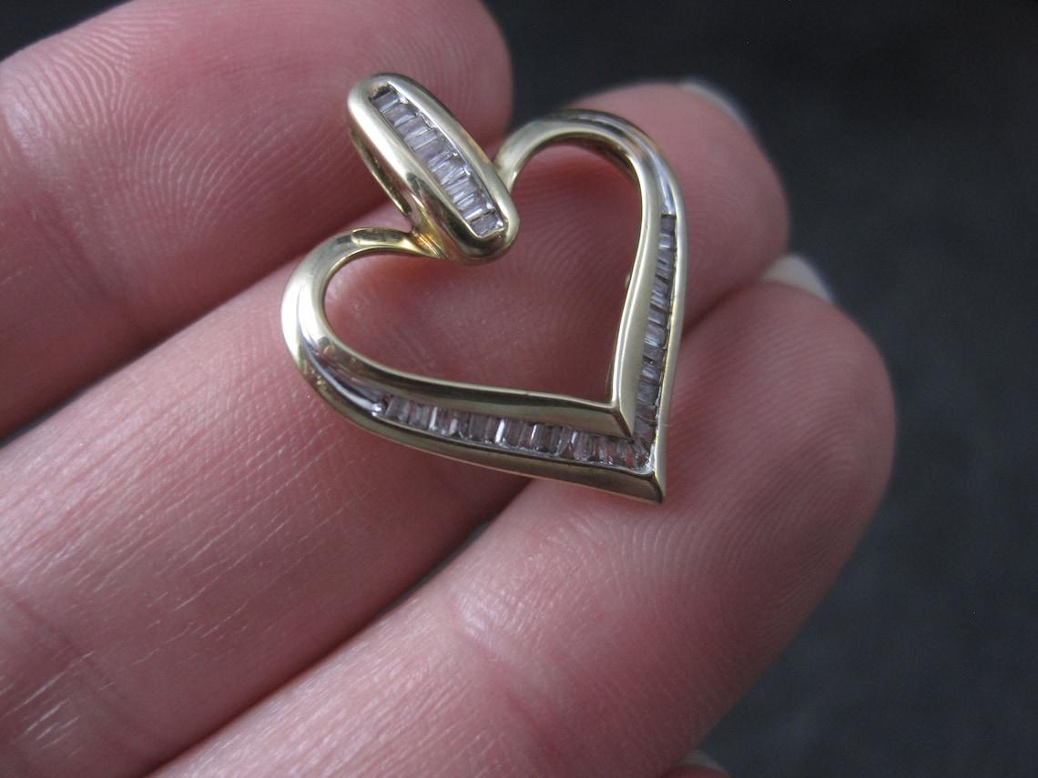 Vintage 10K Diamond Heart Pendant For Sale 4