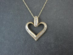 Vintage 10K Yellow Gold Art Deco Heart Pendant with .25ct Diamonds