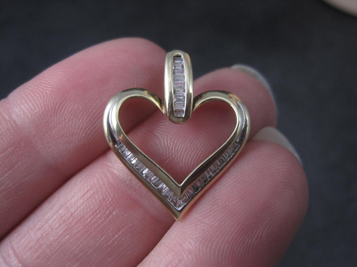 Vintage 10K Diamond Heart Pendant For Sale 3
