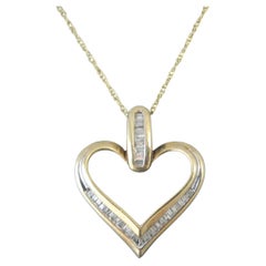 Vintage 10K Yellow Gold Art Deco Heart Pendant with .25ct Diamonds