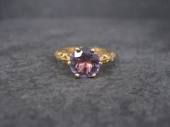 Anillo solitario vintage de amatista en filigrana de 10 quilates talla 7