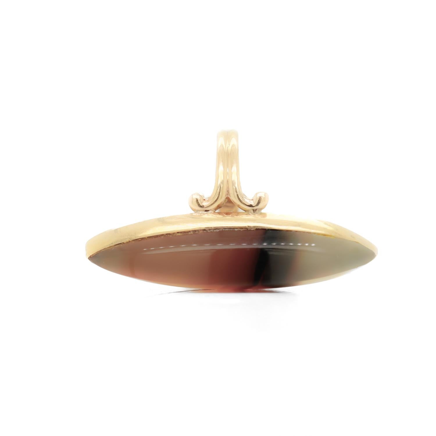 Vintage 10K Gold & Agate Navette Cabochon Ring For Sale 6
