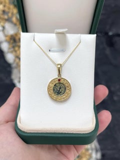 Vintage 10K Gold Ancient Coin Pendant Necklace