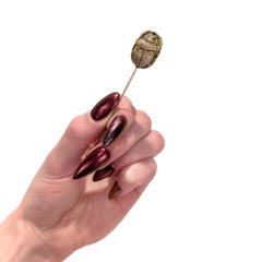 Vintage 10K Gold and Faience Pottery Scarab Beetle Stick Pin