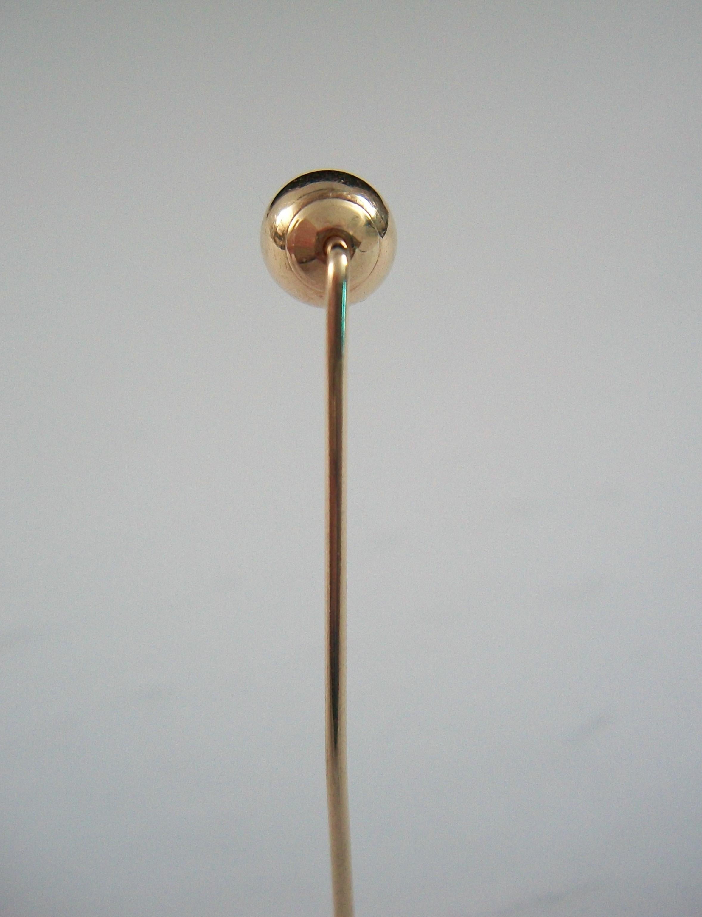 Vintage 10K Gold Ball Stick Pin - United States - Circa 1980's For Sale 1