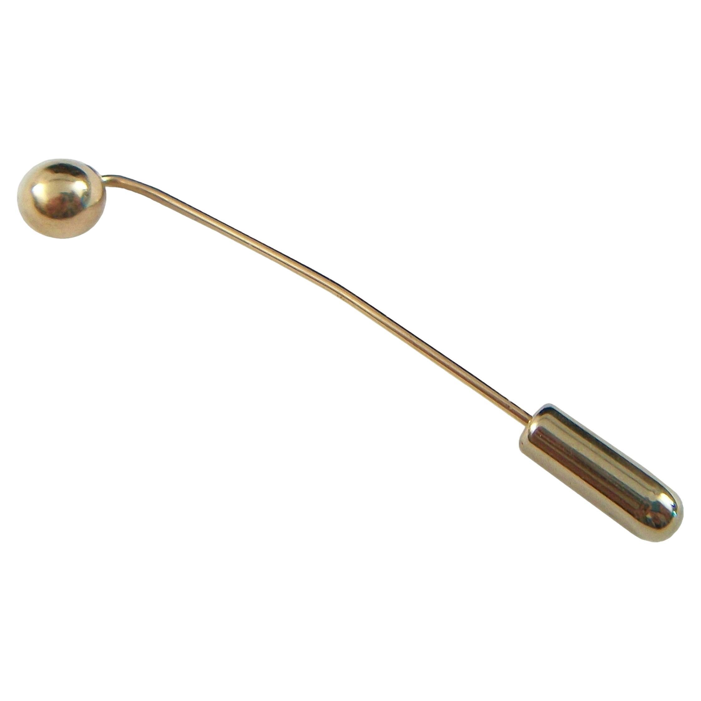 Vintage 10K Gold Ball Stick Pin - United States - Circa 1980's For Sale