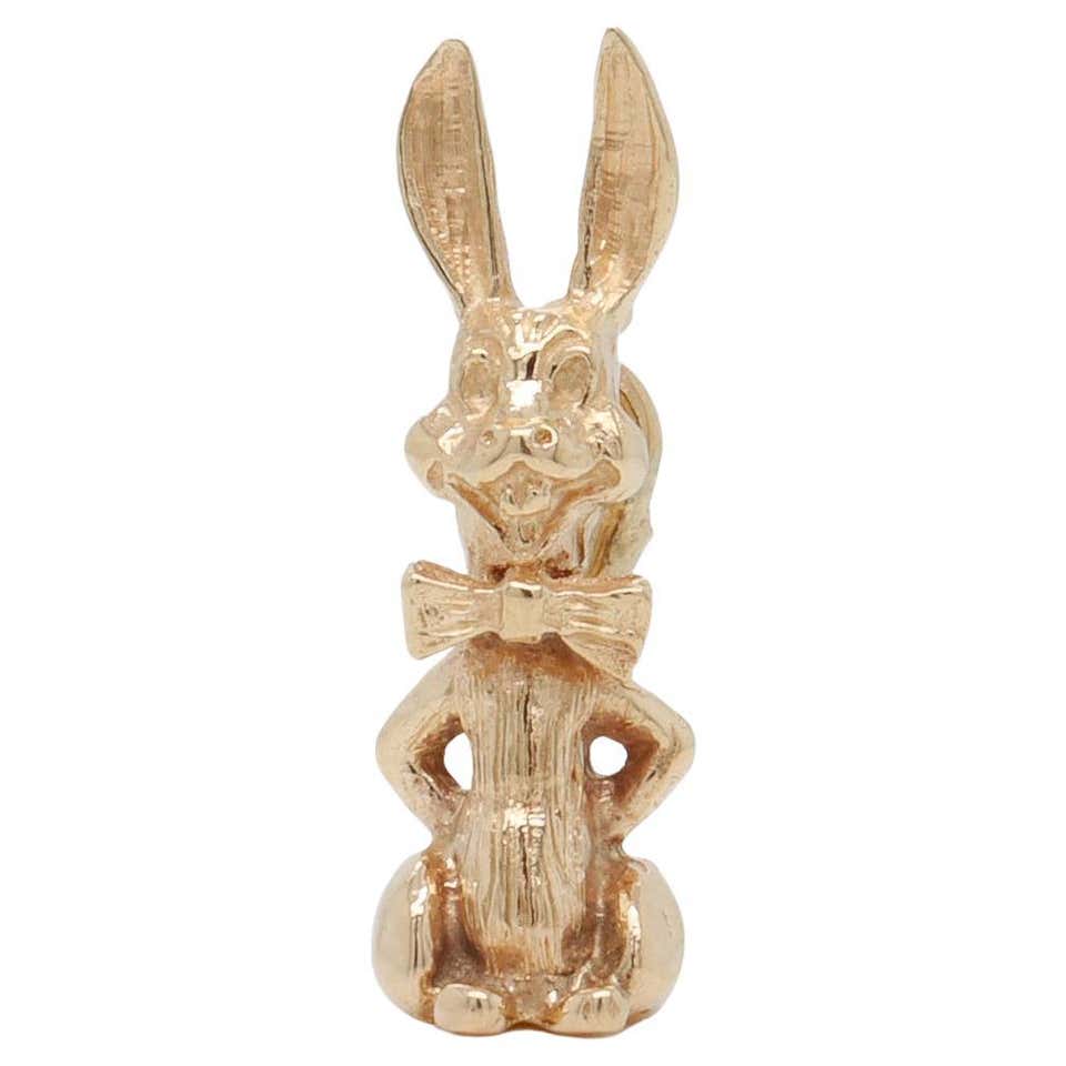 10K Yellow Gold Rabbit with Bowtie Charm #18640 For Sale at 1stDibs