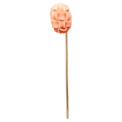 Vintage 10K Gold & Carved Coral Bead Stickpin