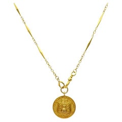 Vintage 10k Gold Chain 18k Coin Pendant Necklace