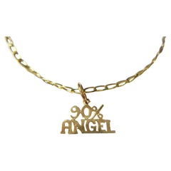 Vintage 10K Gold Chain Link Bracelet - 90% Angel Charm - Signed - Italy - 20th C